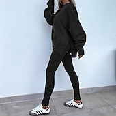 levne teplákové soupravy-Dámské Tepláková souprava Mikina s kapucí Legíny na běhání Rozparek Jednobarevné Celotělové oblečení Jaro Podzim Černá Růžová Tělocvična Výcivk Běh Vysoký pas Větruvzdorné Lehká váha Odvod vlhkosti