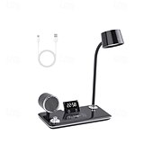 cheap Desk Lamps-LED Desk Lamps for Home Office Wireless Charger Small Desk Lamp with Bluetooth Touch lamps for nightstand Reading Night Light with Clock Dimmable Side Table Lamp for College Dorm Room Bedroom