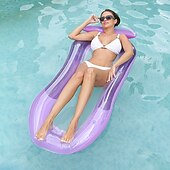 abordables Actividad al Aire Libre-Tumbona inflable con doble bolsa de aire y degradado de color, cama flotante de red con reposabrazos, silla de red para fiestas acuáticas.