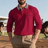preiswerte Klassisches Poloshirt für Herren-Herren Golfshirt Golf Poloshirts Arbeit Lässig Revers Kurzarm Basic Modern Farbblock Knöpfe Frühling Herbst Normale Passform Aprikose Schwarz Weiß Gelb Rote Marineblau Golfshirt
