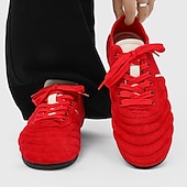abordables Baskets-Baskets rouges pour hommes avec une élégante bande blanche, en cuir de vachette de qualité supérieure, idéales pour les tenues décontractées avant-gardistes, le style urbain et les journées actives