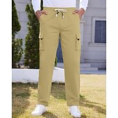 baratos Calças Cargo-Homens Calças Cargo Calças Cintura elástica Com Cordão Bolso multi Tecido Vestível Ao ar livre Diário Acampar e Caminhar Moda Clássico Preto Verde