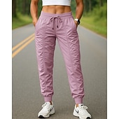 billiga Löparbyxor och tights-Dam Joggingbyxor Träningsbyxor Ficka Snörning Hög midja Underdelar Fritids- Gym Träningspass Snabb tork Fuktabsorberande Andningsfunktion Gymträning Utomhus Löpning Normal Sportkläder Sportkläder