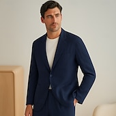 preiswerte Herren Elite Oberbekleidung-Herren Leinenblazer Blazer Geschäft Formeller Abend Hochzeitsfeier Ohne Futter Mode Lässig Frühling &amp; Sommer 100% Leinen Leinen Einfarbig Tasche Lässig / Alltäglich Einreihig Blazer Dunkelgrau