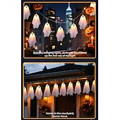 cheap Battery String Lights-1 Pc Halloween 2.5M 10 luminous hanging ghost ghost light string AAA waterproof battery box 8 function remote control indoor and outdoor courtyard party Halloween atmosphere decoration light