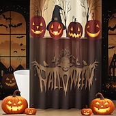 abordables Bain d&#039;Halloween-Rideau de douche d&#039;Halloween avec crochets en polyester lavable et imperméable, décoration de salle de bain et baignoire
