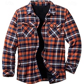 economico camicie di flanella-Per uomo Plaid Camicia di flanella Sopracamicia Manica Lunga Camicia Collo ripiegato Streetwear Quotidiano Stampa Giallo Chiaro Rosso+Grigio+Nero Nero + grigio scuro + blu navy Blu Arancione Bottonato