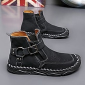 billiga Stövlar-Herr retro läderstövlar med spänne, bekväma loafers för vardagliga utflykter, bilkörning och höstmode