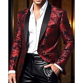 preiswerte Herren Klassische Blazer-Herren Blazer Geschäft Cocktailparty Hochzeitsfeier Mode Lässig Frühling Herbst Polyester Grafisches T-Stück Knöpfe Bequem Einreihig Blazer Rote