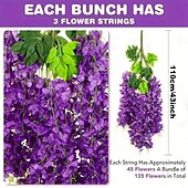 baratos Plantas Artificiais-Pacote com 36 flores artificiais penduradas em glicínias, guirlanda de videira roxa de 3,6 pés de comprimento para casamento, jardim, parede, cerca, decoração de festa
