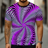 voordelige 3D T-shirts-Voor heren Geometrisch 3D Print 3D T-shirt Korte mouw T-shirt 3D-afdrukken Strakke ronde hals Overhemd overdreven Ontwerper Feest Straat Casual Geel Marineblauw blauw Zomer Lente Alle seizoenen