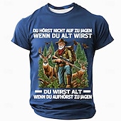 お買い得  メンズおもしろTシャツ-男性用ハンターグラフィックTシャツ - &quot;年を取っても狩りを止めるわけではない、止めた時に年を取る&quot;ショートスリーブアウトドアTシャツ