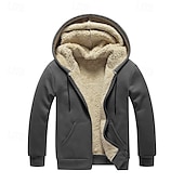 economico felpe in pile-Per uomo Felpa con cappuccio Felpa con zip Felpa con cappuccio in pile Nero Grigio chiaro Grigio scuro Con Cappuccio Semplice Con zip Tasca Frontale Sport &amp; Outdoor Casuale Quotidiano Streetwear Cool