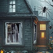 olcso halloween faliszőnyegek-2 db-os halloweeni ablakdekoráció női szellem halloweeni ablak horror női szellem baba függöny szett horror koponya poszter beltéri és kültéri partidekoráció