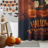 abordables Bain d&#039;Halloween-Rideau de douche d&#039;Halloween avec crochets en polyester lavable et imperméable, décoration de salle de bain et baignoire
