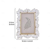 cheap Tabletop Picture Frames-White Resin Photo Frame with Gold-Edged 3D Daisy Design, Square Picture Frame for Desktop Display, Horizontal and Vertical Use, Ideal for Home Decor and Photography Props