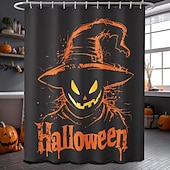 levne Halloween koupel-Halloweenský sprchový závěs s háčky, polyesterový, pratelný, voděodolný, vzorovaný, koupelnová vana, dekorace