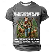 お買い得  メンズおもしろTシャツ-男性用ハンターグラフィックTシャツ - &quot;年を取っても狩りを止めるわけではない、止めた時に年を取る&quot;ショートスリーブアウトドアTシャツ