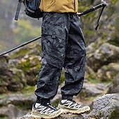 preiswerte Unterteile-Herren Cargohosen Wanderhosen Jogginghose Regenhose zum Wandern Winter Außen Normale Passform Wasserdicht Winddicht Unterteile Kordelzug Tasche Elastischer Bund Dunkelgrau Schwarz Camping / Wandern