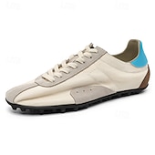 billiga Herrsneakers-Herr retro gula och bruna sneakers med ventilerande ovandel och halkfri sula, sportinspirerade vardagsskor för pendling, resor och vardagsbruk