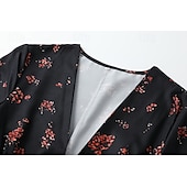 levne Boho šaty-Dámské Midi šaty Vintage šaty Boho šaty Šaty s potiskem Westernové šaty Vinobraní Módní Venkovní Dovolená Rande Běžný Květiny Krátký rukáv Do V Černá Léto