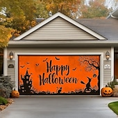 preiswerte Halloween Dekoration-Halloween Außen Garagentor Abdeckung Hexe Kürbis Skelette Banner Große Wandteppich Kulisse Dekoration für Urlaubs Außen Garagentor Zuhause Wand Dekorationen