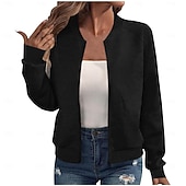 cheap Casual Jackets-Women&#039;s Casual Jacket Sport Jacket Textured Jackets Office / Career Daily Wear Going out Fall Regular Coat Stand Collar Regular Fit Warm Vintage Style Lady Casual Jacket Long Sleeve non-printing