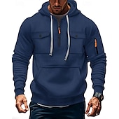 preiswerte Basic-Hoodies für Herren-Herren Kapuzensweatshirt Viertelreißverschluss Kapuzensweatshirt Schwarz Armeegrün Marineblau Khaki Hellgrau Mit Kapuze Einfach Tasche Kordelzug Sport &amp; Outdoor Täglich Ferien Polyester Streetwear