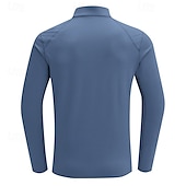 abordables Tapas-Hombre Sudadera de polar Sudadera con un cuarto de cremallera Manga Larga Escote Chino Camiseta Al aire libre Mantiene abrigado Invierno Poliéster Negro Azul Albaricoque Pesca Tenis Corriendo