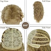 voordelige Historische pruiken-20 inch 80s rockpruiken voor mannen en vrouwen pruik lange blonde pruik met pony 1980s kostuum halloween blonde krullende golvende pruiken mullet rocker disco punk stijl