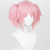 cheap Party Wigs-Cosplay Wig Pink Ponytail Wigs with Bangs Cute Lolita Pigtails Wig for Women Girls Halloween Party