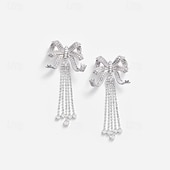 abordables Boucles d&#039;oreilles-Femmes Boucles d&#039;oreilles clous Géométrique Précieux Nœud ancien Mode Pendant Diamant Imitation Des boucles d&#039;oreilles Bijoux Argent Pour Mariage Soirée Fête Bal de promo 1 Paire