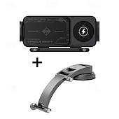 abordables Soporte para coche-Nuevo soporte para coche con pantalla plegable para teléfono o tableta, 15 W, carga rápida inalámbrica, 2 en 1, soporte magnético giratorio automático para teléfono, soporte para rejilla de