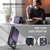 お買い得  iPhone用ケース-電話 ケース 用途 iPhone 16 Pro Max プラス iPhone 15 14 Pro Max Plus iPhone 16e バックカバー スタンド付き 磁石バックル ワイヤレス充電をサポート レトロ風 TPU PUレザー