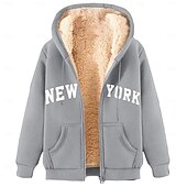 baratos Moletom com capuz de lã-Homens Full Zip Hoodie Moletom com zíper Casaco de lã Moletom de lã Adamascado Preto Vinho Vermelho Azul Com Capuz Tecido Letra Estampas Abstratas Zíper Bolsos Desportos e Ar livre Casual Diário