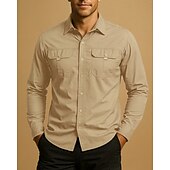 economico Cime-Per uomo camicia cargo Camicia da escursionismo Camicia militare Manica Lunga Collo ripiegato Maglietta Top Esterno Asciugatura Rapida Leggero Traspirante Cotone Nero Verde militare Cachi Caccia