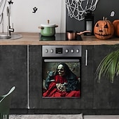 olcso Halloween matricák-halloween mosolygós koponya és patkány ablakmatrica, üvegszekrény és konyhai öntapadós falmatrica, hátborzongató lakberendezés halloween partira