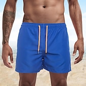 baratos shorts de natação masculinos-Homens Calção Justo de Natação Shorts de Natação Bermuda de Surf Tecido Secagem Rápida Respirável Cintura elástica Com Cordão Férias Praia Havaiana Casual Azul Lago Preto