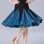 abordables Ropa de baile latino-Baile Latino Faldas Plisado Color Puro Corte Mujer Rendimiento Entrenamiento Cintura Alta Poliéster