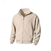 cheap Fleece &amp; 3 in 1 Jackets-Men&#039;s Fleece Jacket Winter Jacket Thermal Jacket Winter Outdoor Thermal Warm Top Dark Grey Black Green Khaki