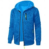 economico felpe con cappuccio da uomo di base-Per uomo Felpa con cappuccio Maglia Felpa con cappuccio a zip intera Nero Vino Blu marino Blu Arancione Con Cappuccio Semplice Tasca Sport &amp; Outdoor Quotidiano Abbigliamento casual alla moda