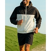 preiswerte Trainingsanzüge-Herren Trainingsanzug Zip Up Sweatshirt Trainingshosen Mit Kapuze Reißverschlusstasche Farbblock Kombination Sommer Frühling Schwarz Rosa Angeln Wandern Outdoor Sonnenschutz Leicht Atmungsaktiv