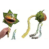 billiga Halloween-1 st realistisk skräckpirayablommastaty av hög kvalitet i harts, poserbart huvud &amp;Likblomma med vinstockar, inomhus/utomhusmotiv, rekvisita för halloween, tacksägelse, läskig dekoration, 27 cm