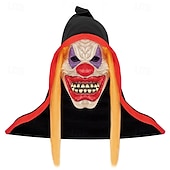 economico Maschera di Halloween &amp; Accessori-Maschera da clown malvagio di Halloween per adulti, maschera in lattice per costumi spaventosi realistici, maschera da Joker sorridente e inquietante per cosplay, spettacoli, feste al bar e