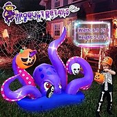 economico Piscine per bambini-gonfiabile gigante a forma di polpo di Halloween con zucca e teschio, decorazione per esterni a LED