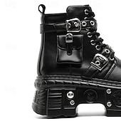 economico Stivali da motociclista-stivali da combattimento con fibbia a rivetto nera da uomo – stivaletti allacciati con plateau gotico per concerti, stile motociclista ed eventi punk