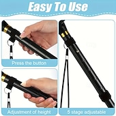 billiga Campingutrustning-justerbar höjd vandringsstav 1-pack hopfällbar käpp lätt aluminiumlegering kombinationslås resevandringshjälpmedel för män kvinnor äldre - bärbar&amp;amp;hopfällbar (svart)