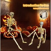 economico Halloween all&#039;Aperto-1 pezzo da 90 cm/35 pollici di Halloween, modello di scheletro luminoso attivo con articolazioni, appeso in piedi, seduto, sdraiato, luce calda, scatola per batterie AA, luci decorative horror e
