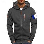 abordables sweats à capuche basiques pour hommes-Homme Sweat à capuche Sweat à capuche zippé intégral Veste de survêtement Noir Blanche Vin Vert Véronèse bleu marine À capuche Uni Zip Up Patchwork Poche Avant Sport &amp; Loisir Occasionnel Quotidien