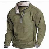 baratos camisolas de lã-Homens Moletom Moletom de lã Moletom com zíper Preto Azul Verde Cáqui Cinzento Colarinho Clerical Tecido Zip Up Desportos e Ar livre Casual Diário Roupa de rua Legal Roupa de Esporte Outono &amp; inverno